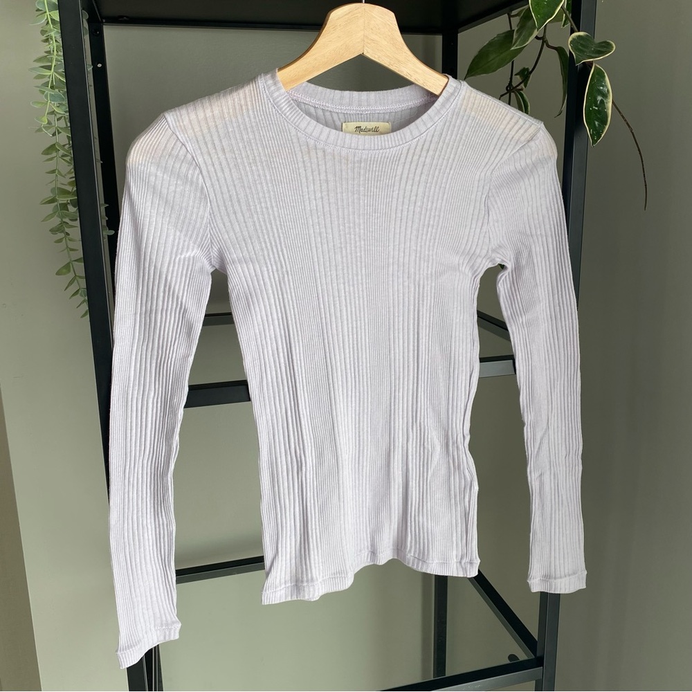 Madewell Light Lavender Ribbed Long Sleeve Tee - Picture 2 of 4